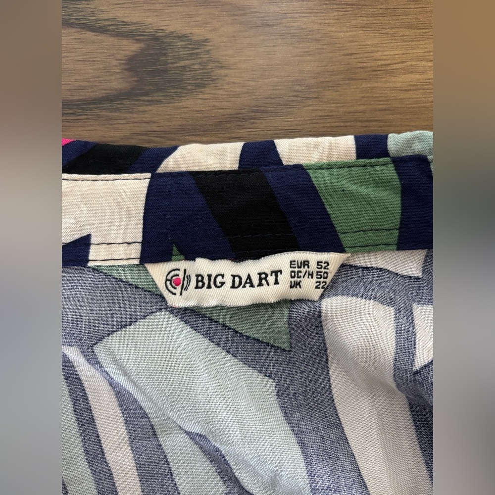 Big Dart Abstract Patterned Button Down Shirt - image 3